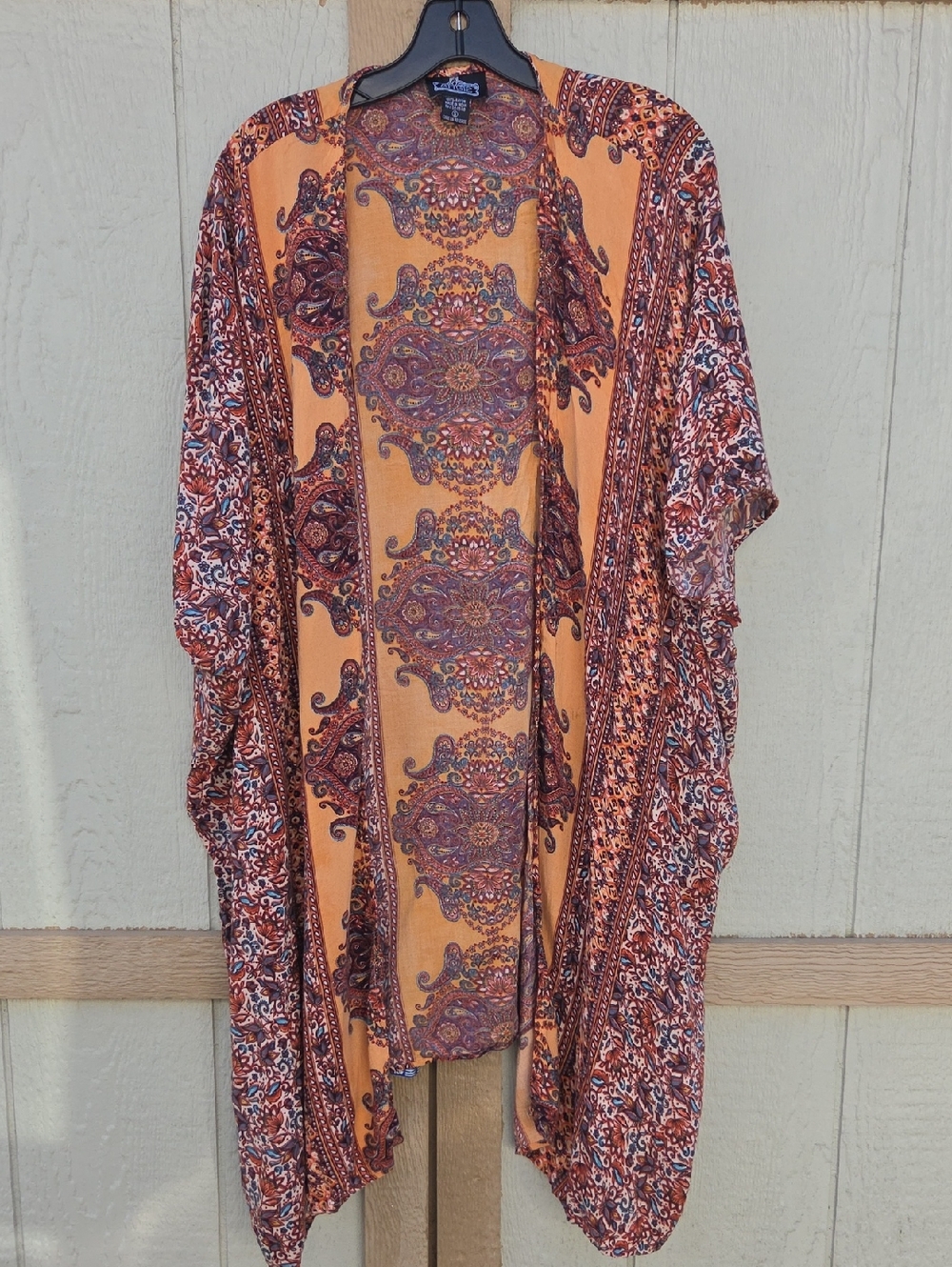 Angie Boho Printed Small Gold Yellow Hippie Festival Kimono Wrap Lightweight Air